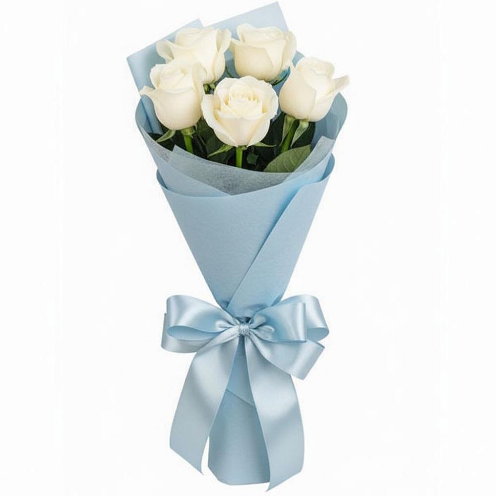 Букет 5 Белых роз Проуд в Чегдомыне