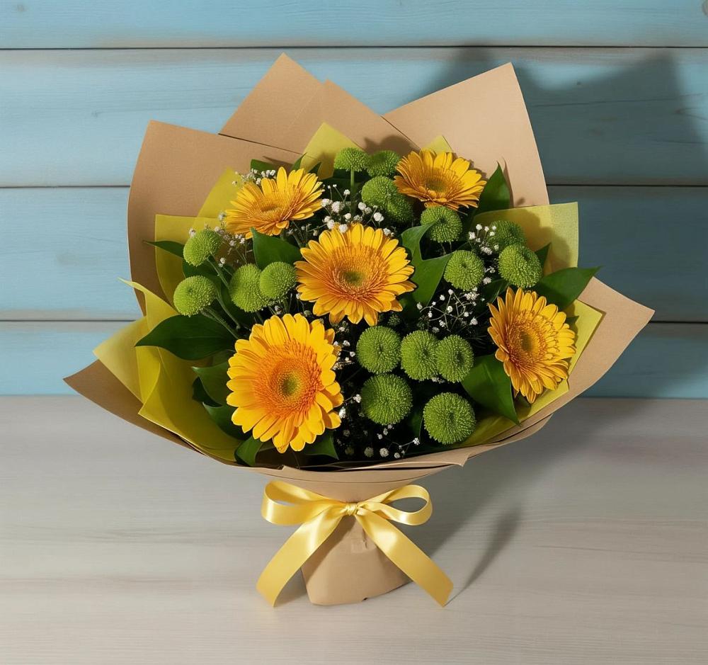 Букет цветов из: Герберы и Хризантемы в Чегдомыне