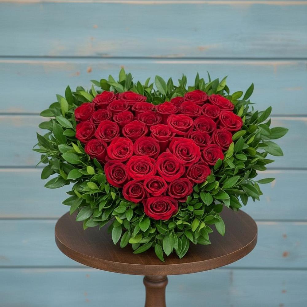 Цветочная композиция из Розы в виде сердца в Чегдомыне