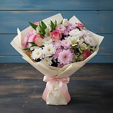 Букет цветов из:  Хризантемы, Альстромерии и Розы в Чегдомыне