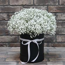 Цветочная композиция из Гипсофила в шляпной коробке в Чегдомыне
